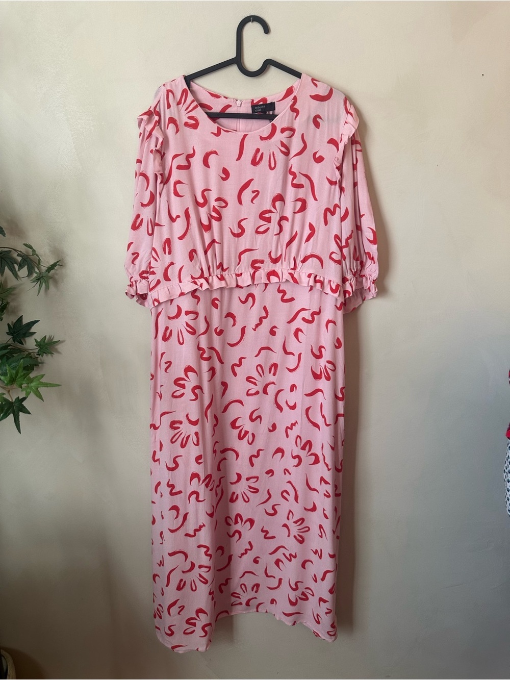 Nobody's Child Plus Pink Felicia Squiggle Print Dress Size 14 NWT